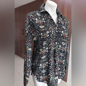 Grace the perfect gift Multicolor Floral Design long sleeve blouse SMALL